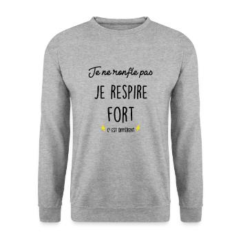 Je ne Ronfle pas Je Respire Fort C'est Différent - Sweat-shirt Unisexe - gris chiné - Devant - Alina (178cm) & Michal (187cm)