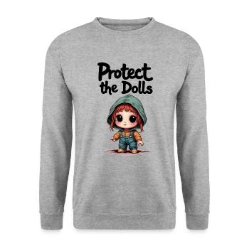 Protect the Dolls - Sweet Message - Unisex Sweatshirt - salt & pepper - Front - Alina (178cm) & Michal (187cm)