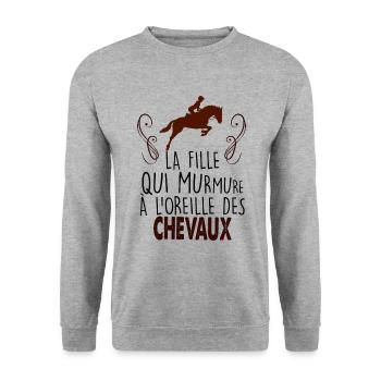 Cheval Citation Pour Fille Cadeau Equitation - Sweat-shirt Unisexe - gris chiné - Devant - Alina (178cm) & Michal (187cm)