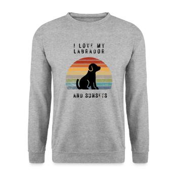 I love my labrador and Sunsets - Unisex Sweatshirt - salt & pepper - Front - Alina (178cm) & Michal (187cm)