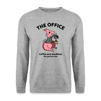 Coffee and deadlines, the perfect duo - The office - Unisex Pullover - Weißgrau meliert - Vorne - Alina (178cm) & Michal (187cm)