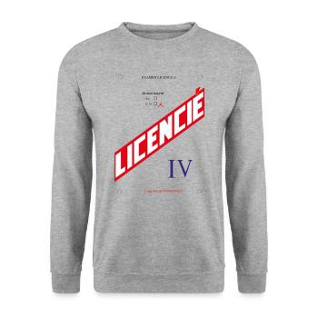 Examen humour apéro : Licencié 4 - Sweat-shirt Unisexe - gris chiné - Devant - Alina (178cm) & Michal (187cm)