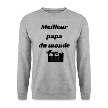 meilleur papa du monde - Sweat-shirt Unisexe - gris chiné - Devant - Alina (178cm) & Michal (187cm)