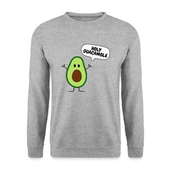 Avocado Holy Guacamole - Unisex Pullover - Weißgrau meliert - Vorne - Alina (178cm) & Michal (187cm)