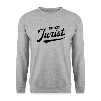 Jurist seit 2022 Jura Studium Examen Abschluss - Unisex Pullover - Weißgrau meliert - Vorne - Alina (178cm) & Michal (187cm)