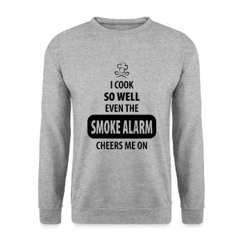 I cook so well even the smoke alarm cheers me on - Unisex Pullover - Weißgrau meliert - Vorne - Alina (178cm) & Michal (187cm)
