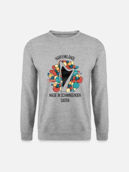 Harfe Geschenk Musikinstrument Musiker Zupfen - Unisex Pullover - Weißgrau meliert