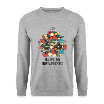 Bicycle Repair Bicycle Mechanic Bicycle Mechanic - Unisex Sweatshirt - salt & pepper - Front - Alina (178cm) & Michal (187cm)