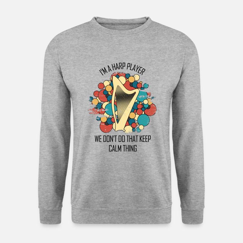 Harfe Geschenk Musikinstrument Musiker Zupfen - Unisex Pullover - Weißgrau meliert