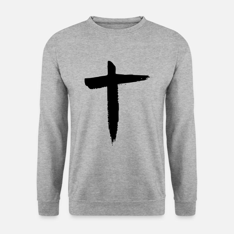 Kreuz - Unisex Pullover - Weißgrau meliert