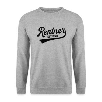Rentner 2023 Rentenbeginn Rente in 23 Ruhestand - Unisex Pullover - Weißgrau meliert - Vorne - Alina (178cm) & Michal (187cm)