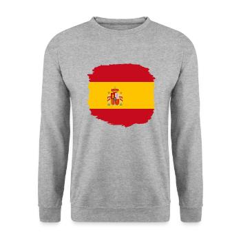 Spanien Flagge Vintage Spanische Fahne Used Look - Unisex Pullover - Weißgrau meliert - Vorne - Alina (178cm) & Michal (187cm)