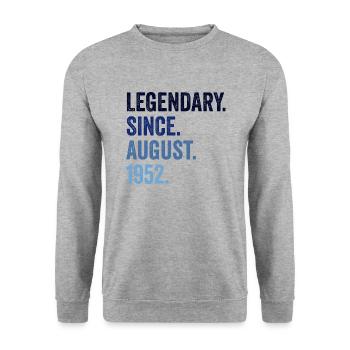 Legendary Since August 1952 70. Geburtstag - Unisex Pullover - Weißgrau meliert - Vorne - Alina (178cm) & Michal (187cm)