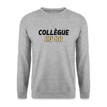 Collègue En Or Meilleur Collègue Homme Femme - Sweat-shirt Unisexe - gris chiné - Devant - Alina (178cm) & Michal (187cm)