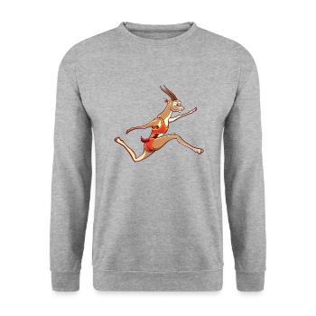 Slender Gazelle Performing a Long Jump - Unisex Sweatshirt - salt & pepper - Front - Alina (178cm) & Michal (187cm)