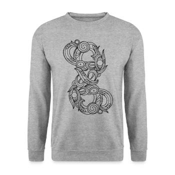 Maori Manaia - Unisex Pullover - Weißgrau meliert - Vorne - Alina (178cm) & Michal (187cm)