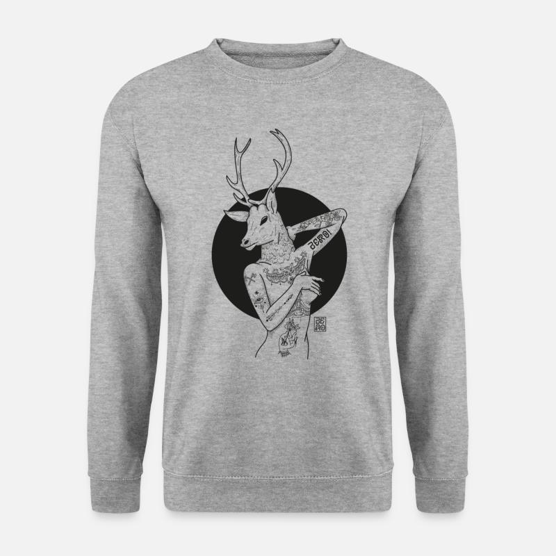 Umriss Hirschfrau - Unisex Pullover - Weißgrau meliert