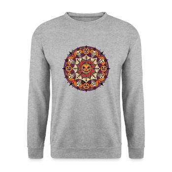 Halloween Mandalas with skull ghost pumpkin - Unisex Sweatshirt - salt & pepper - Front - Alina (178cm) & Michal (187cm)