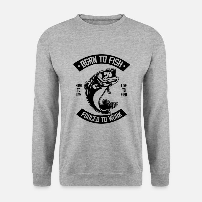 Born to Fish - Unisex Pullover - Weißgrau meliert