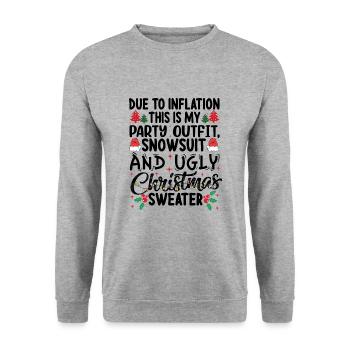 Aufgrund der Preiserhöhung - Weihnachtsspruch - Unisex Pullover - Weißgrau meliert - Vorne - Alina (178cm) & Michal (187cm)