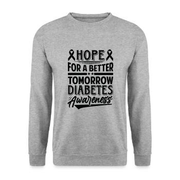 L’espoir d’un avenir meilleur - Sensibilisation au diabète - Sweat-shirt Unisexe - gris chiné - Devant - Alina (178cm) & Michal (187cm)
