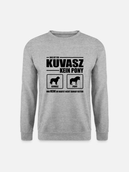 KUVASZ kein Pony Wilsigns Hundespruch Hund - Unisex Pullover - Weißgrau meliert