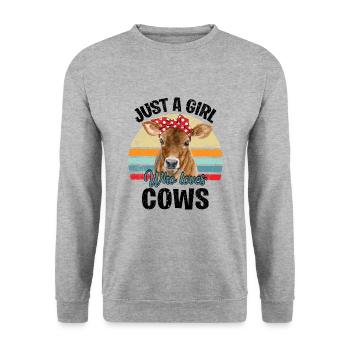 Just A Girl Who Loves Cows - Unisex Sweatshirt - salt & pepper - Front - Alina (178cm) & Michal (187cm)