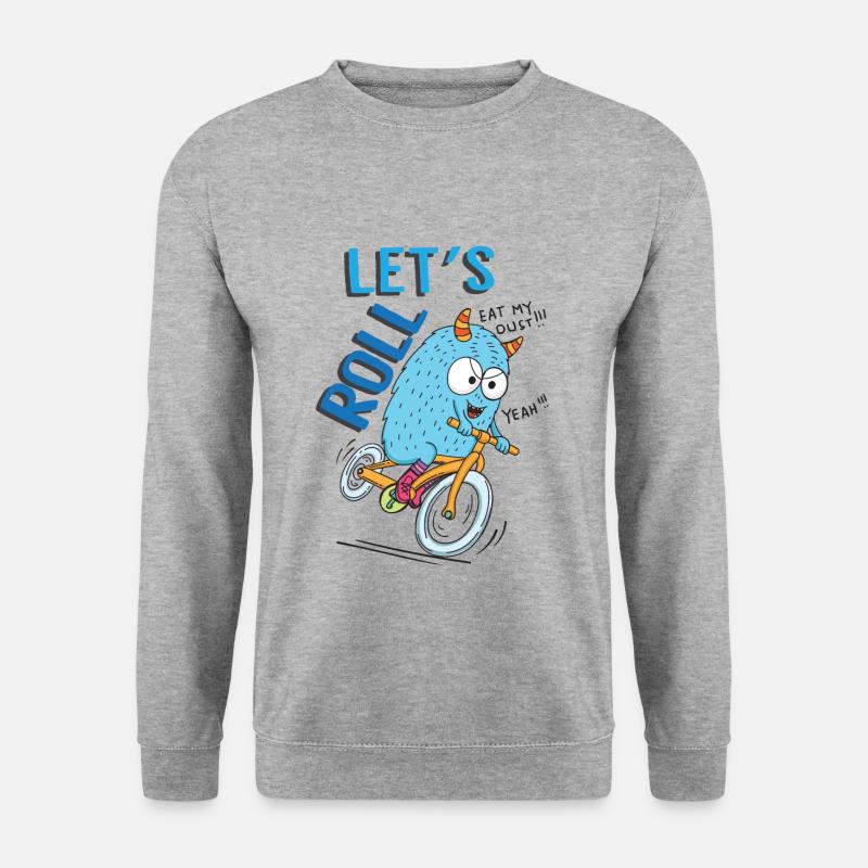Radfahrer Monster - Unisex Pullover - Weißgrau meliert