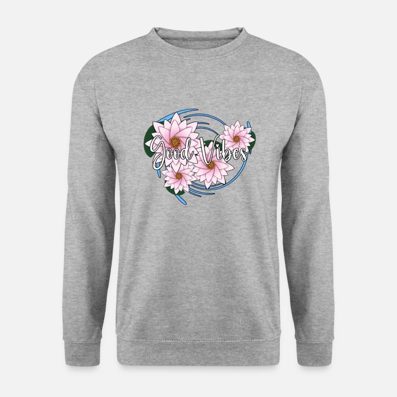Good Vibes - Lotus Version - Unisex Pullover - Weißgrau meliert