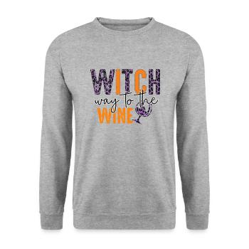 Witch Way To The Wine - Unisex Sweatshirt - salt & pepper - Front - Alina (178cm) & Michal (187cm)