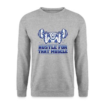 Hustle For That Muscle Workout Motivation Gym - Unisex Sweatshirt - salt & pepper - Front - Alina (178cm) & Michal (187cm)
