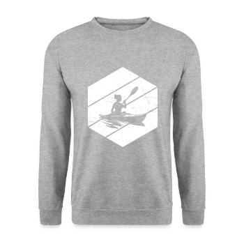 Kajak Damen Herren Kayak Kanu Kajakfahren - Unisex Pullover - Weißgrau meliert - Vorne - Alina (178cm) & Michal (187cm)