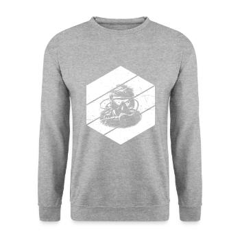 Diving Diver Tauchen Herren Free Dive Scuba Diver - Unisex Pullover - Weißgrau meliert - Vorne - Alina (178cm) & Michal (187cm)