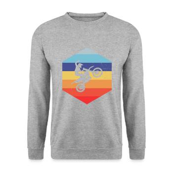 Motocross Supermoto Dirt Biker Damen Freestyle Mot - Unisex Pullover - Weißgrau meliert - Vorne - Alina (178cm) & Michal (187cm)