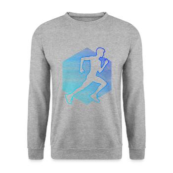Course Femmes Hommes Jogging Cross Country Course à pied - Sweat-shirt Unisexe - gris chiné - Devant - Alina (178cm) & Michal (187cm)