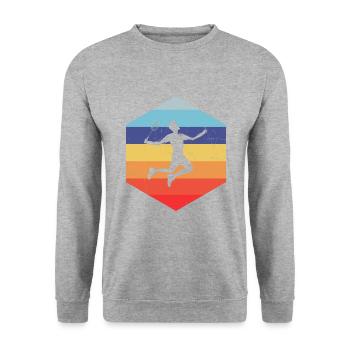 Badminton Femme Badminton Joueur de Badminton Homme - Sweat-shirt Unisexe - gris chiné - Devant - Alina (178cm) & Michal (187cm)