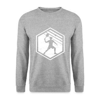 Racquetball Men's Pickleball Play Pickleball - Unisex Sweatshirt - salt & pepper - Front - Alina (178cm) & Michal (187cm)