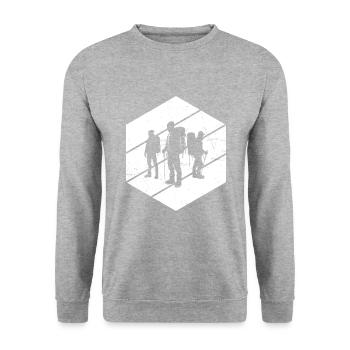 Climbing Klettern Damen Herren Kletterer - Unisex Pullover - Weißgrau meliert - Vorne - Alina (178cm) & Michal (187cm)