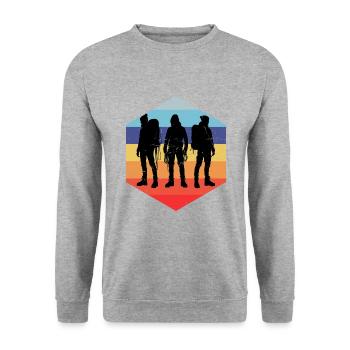 Bloc Bouldern Klettern Grimpeur d’escalade - Sweat-shirt Unisexe - gris chiné - Devant - Alina (178cm) & Michal (187cm)