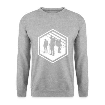Climber Klettern Climbing Herren Kletterer - Unisex Pullover - Weißgrau meliert - Vorne - Alina (178cm) & Michal (187cm)