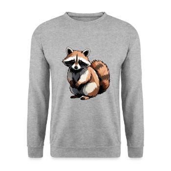 Waschbär - Cute Animal Sticker - Unisex Pullover - Weißgrau meliert - Vorne - Alina (178cm) & Michal (187cm)