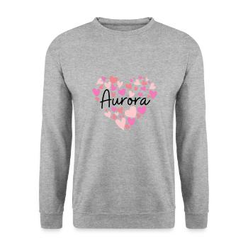 Ich liebe Aurora - Unisex Pullover - Weißgrau meliert - Vorne - Alina (178cm) & Michal (187cm)