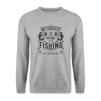 My Favorite thing to do is fishing gift fishing - Unisex Sweatshirt - salt & pepper - Front - Alina (178cm) & Michal (187cm)
