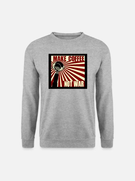 Make Coffee Not War Barista Koffeinjunkie Kaffee - Unisex Pullover - Weißgrau meliert