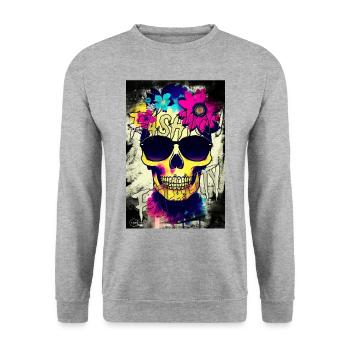FASHION FATALITY 7 von Yume Origins - Unisex Pullover - Weißgrau meliert - Vorne - Alina (178cm) & Michal (187cm)
