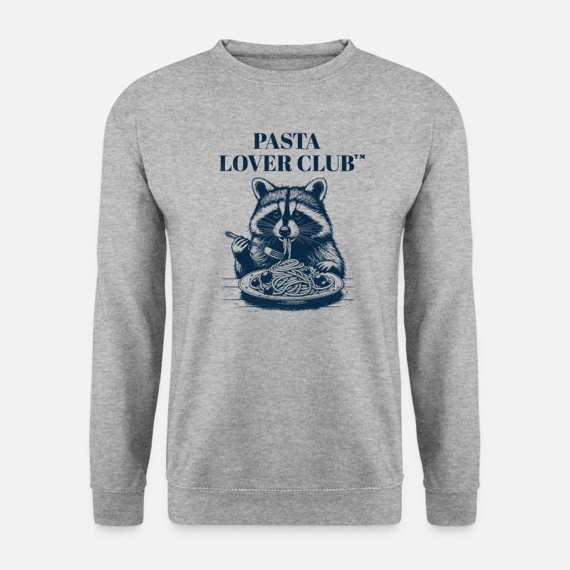 Pasta Lover Club - Waschbär - Unisex Pullover - Weißgrau meliert