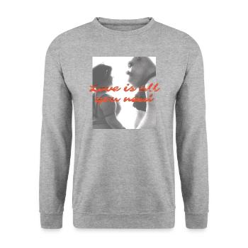 Shrek Design L'Amour Est Tout Shrek & Fiona - Sweat-shirt Unisexe - gris chiné - Devant - Alina (178cm) & Michal (187cm)