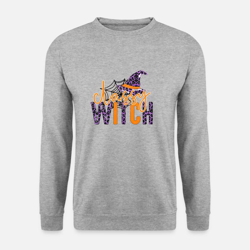 Stilvolle Hexe - Unisex Pullover - Weißgrau meliert