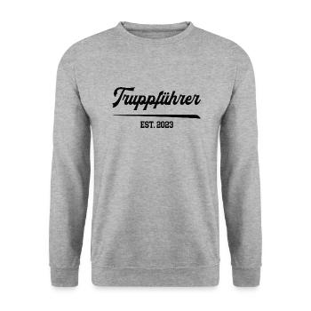 Truppführer 2023 Feuerwehrmann FFW Feuerwehr Mann - Unisex Pullover - Weißgrau meliert - Vorne - Alina (178cm) & Michal (187cm)