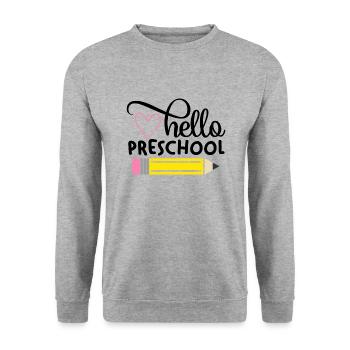 Hello Preschool - Unisex Sweatshirt - salt & pepper - Front - Alina (178cm) & Michal (187cm)